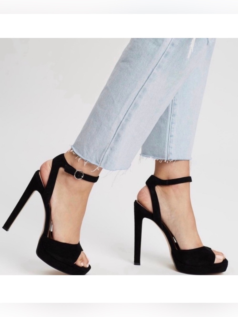 Steve Madden LUV heels Black Suede Ankle-Strap Stiletto Heels